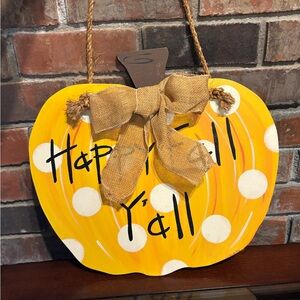 Happy Fall Y'all Yellow Pumpkin Sign